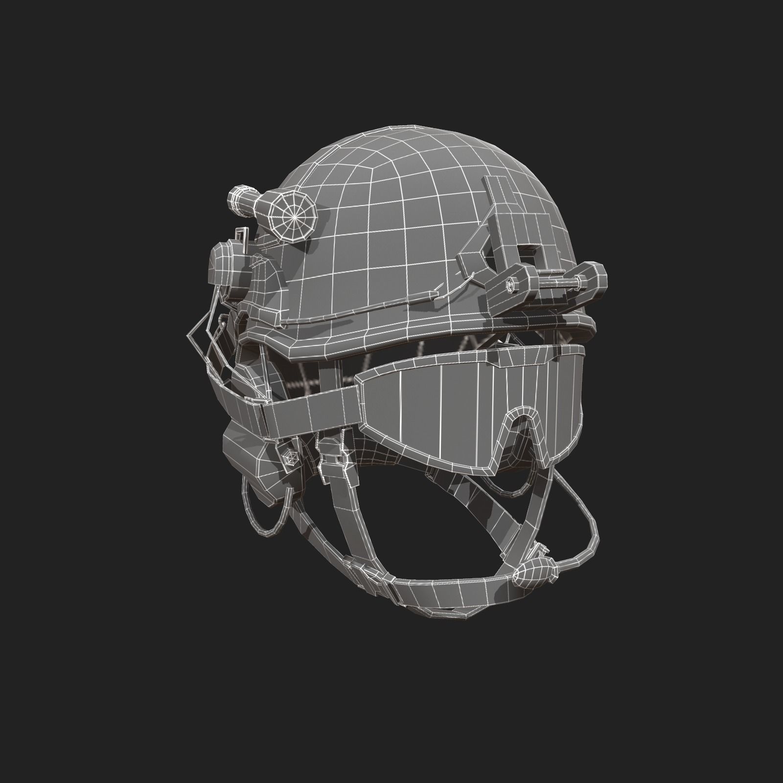 Helmet scifi military low poly 3d model Low-poly 3D model_6