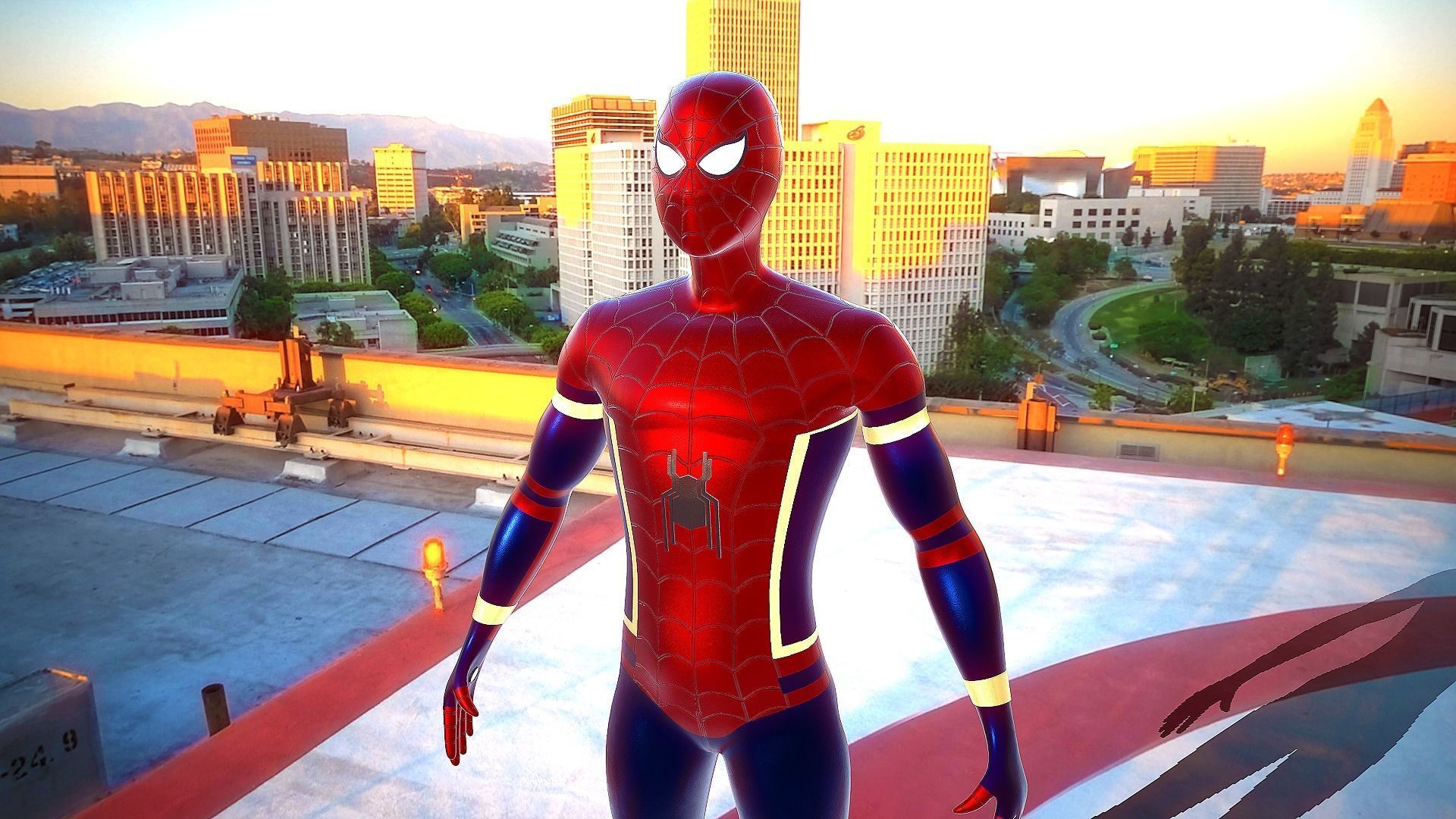 Spiderman spider - man in city Low-poly 3D model_4