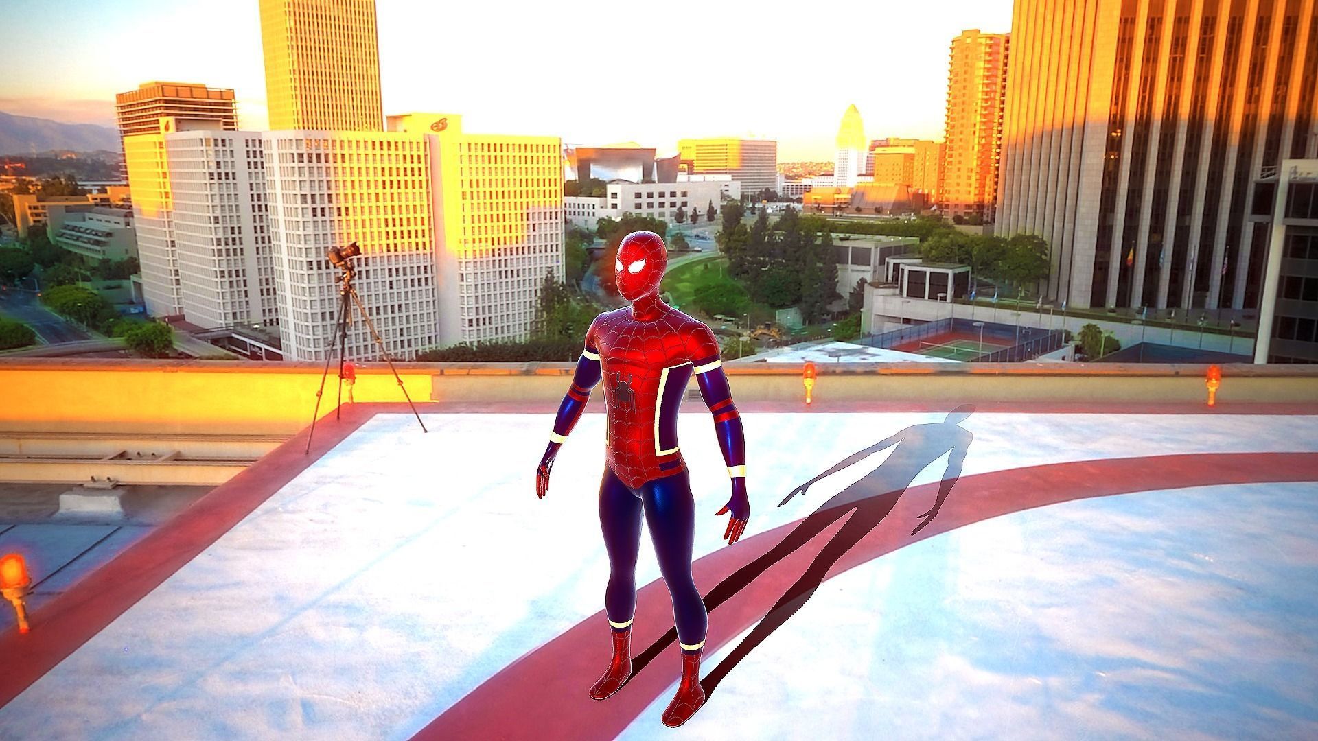 Spiderman spider - man in city Low-poly 3D model_6