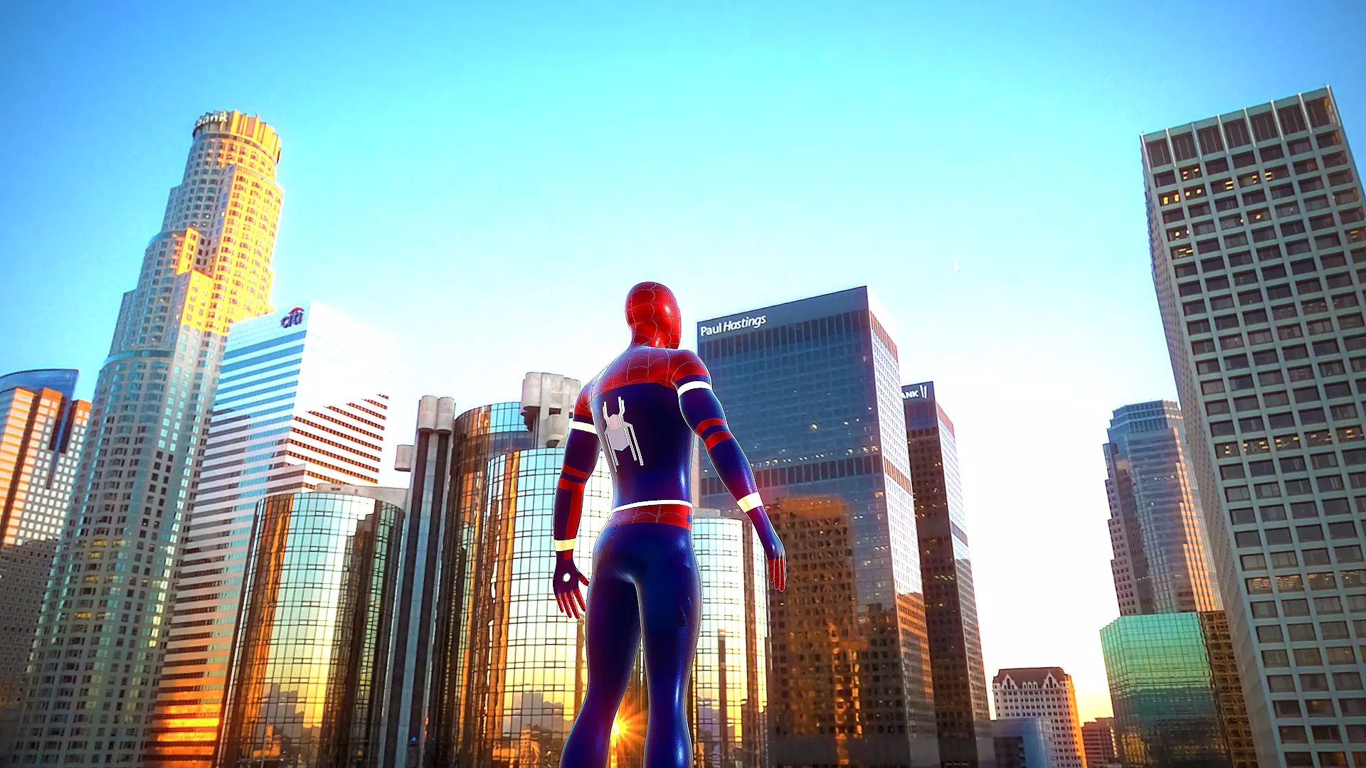 Spiderman spider - man in city Low-poly 3D model_0
