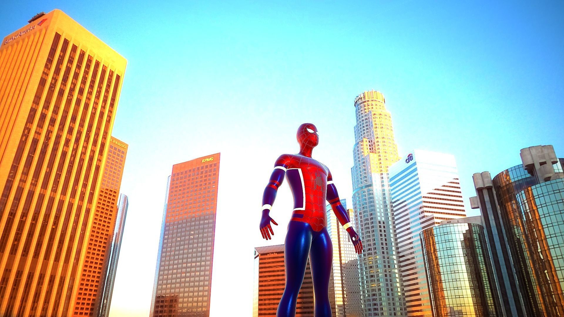 Spiderman spider - man in city Low-poly 3D model_2