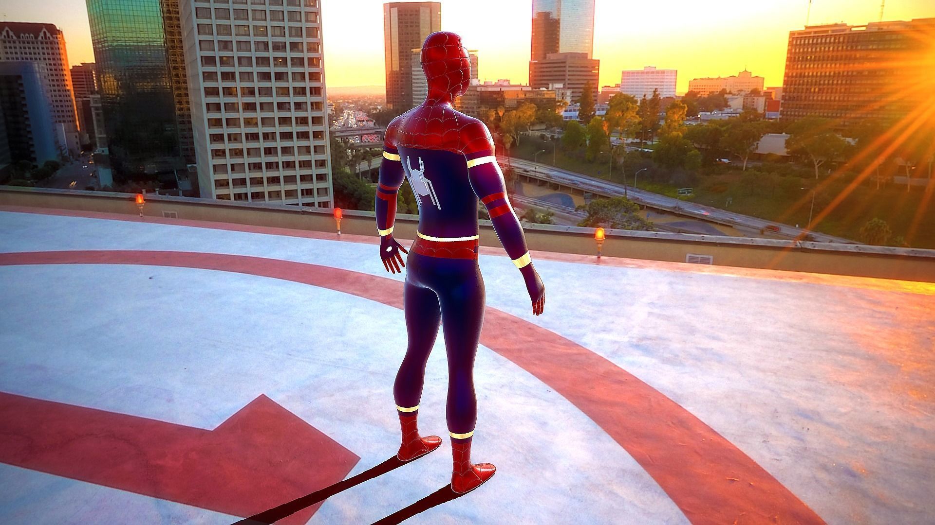 Spiderman spider - man in city Low-poly 3D model_3