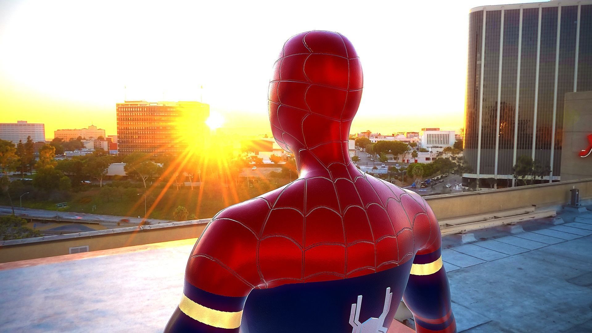 Spiderman spider - man in city Low-poly 3D model_5