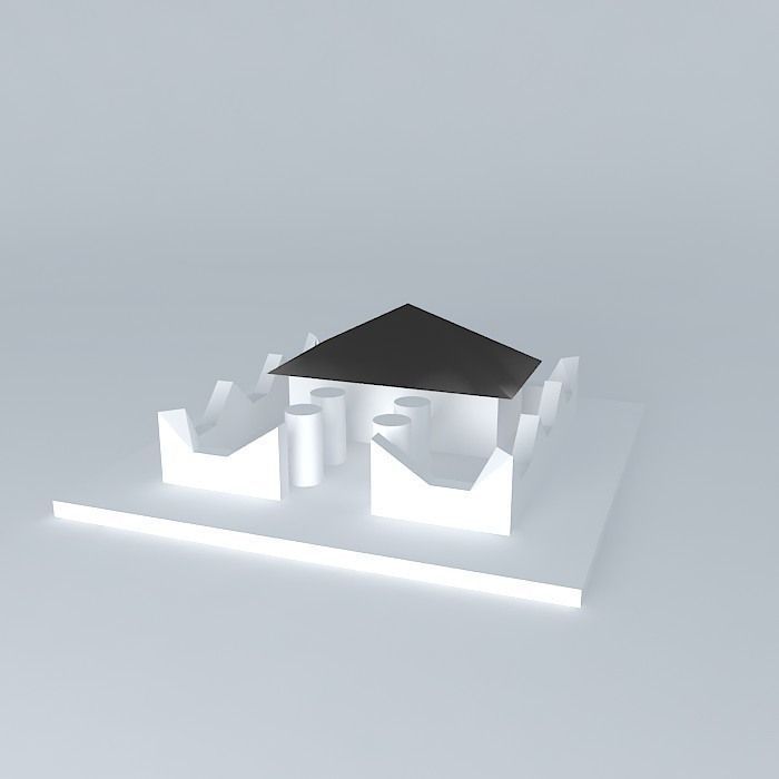 House box with square on top Free 3D model_1