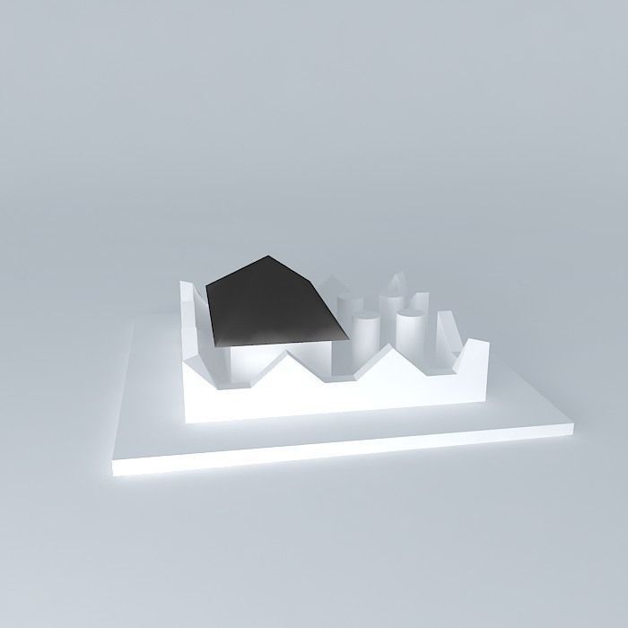 House box with square on top Free 3D model_2