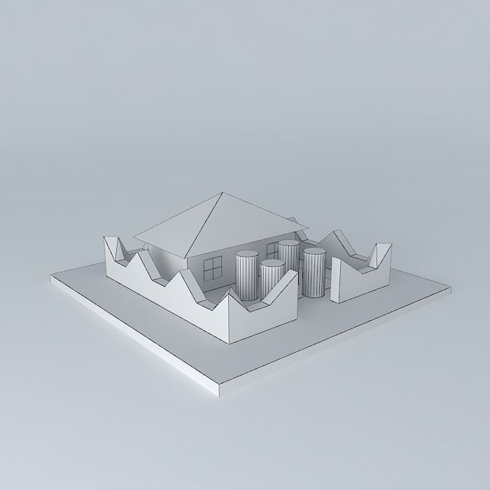 House box with square on top Free 3D model_4