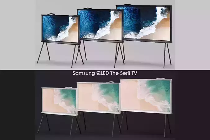 Samsung QLED The Serif TV 2019 black and white 3D model
