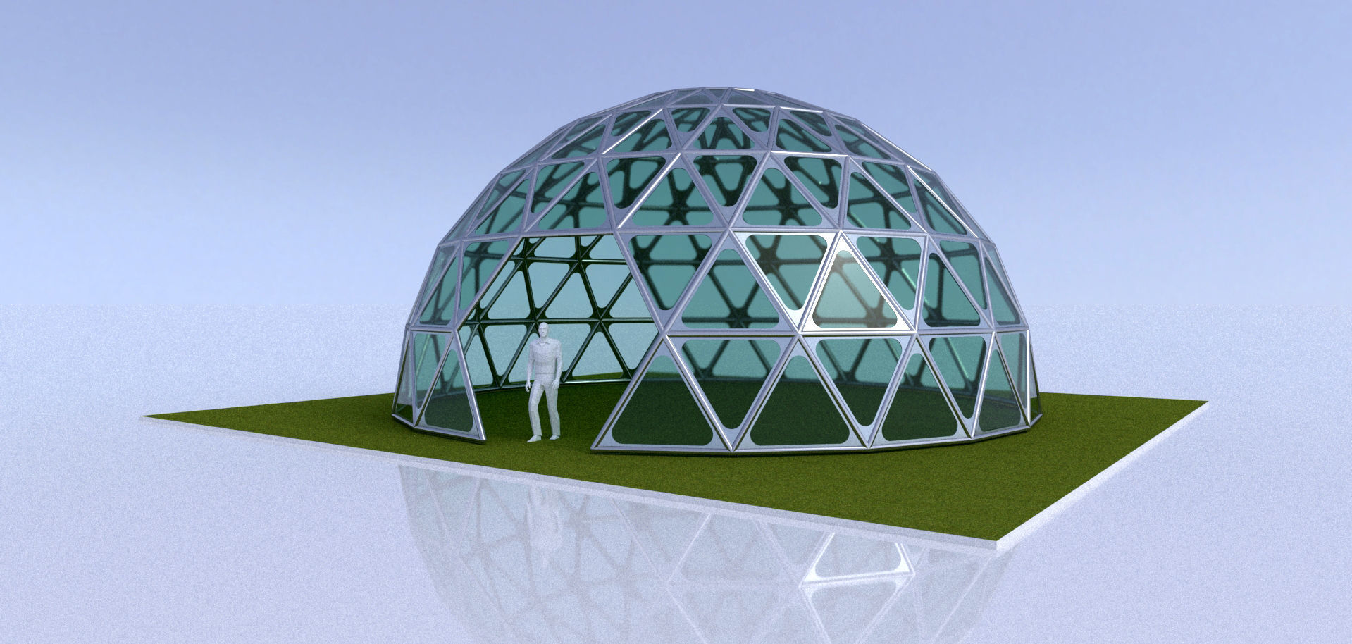 Triangulated 3D dome geodesic dome like structure 3D model_3