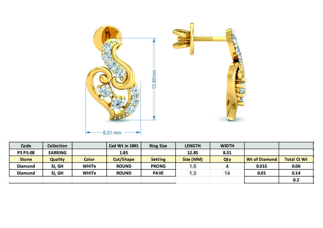 Women pendant-earrings set 3dm stl render detail 3D print model_7