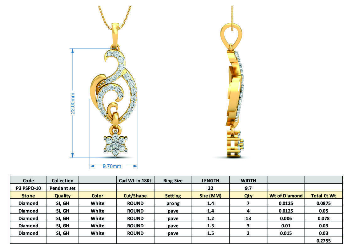 Women pendant-earrings set 3dm stl render detail 3D print model_7