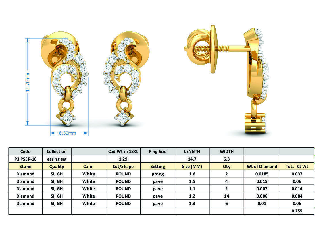 Women pendant-earrings set 3dm stl render detail 3D print model_4