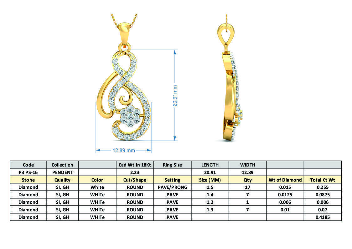 Women pendant-earrings set 3dm stl render detail 3D print model_3