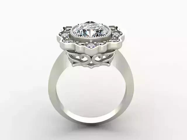 Ring with Diamonds and Curvy Design 3D print model