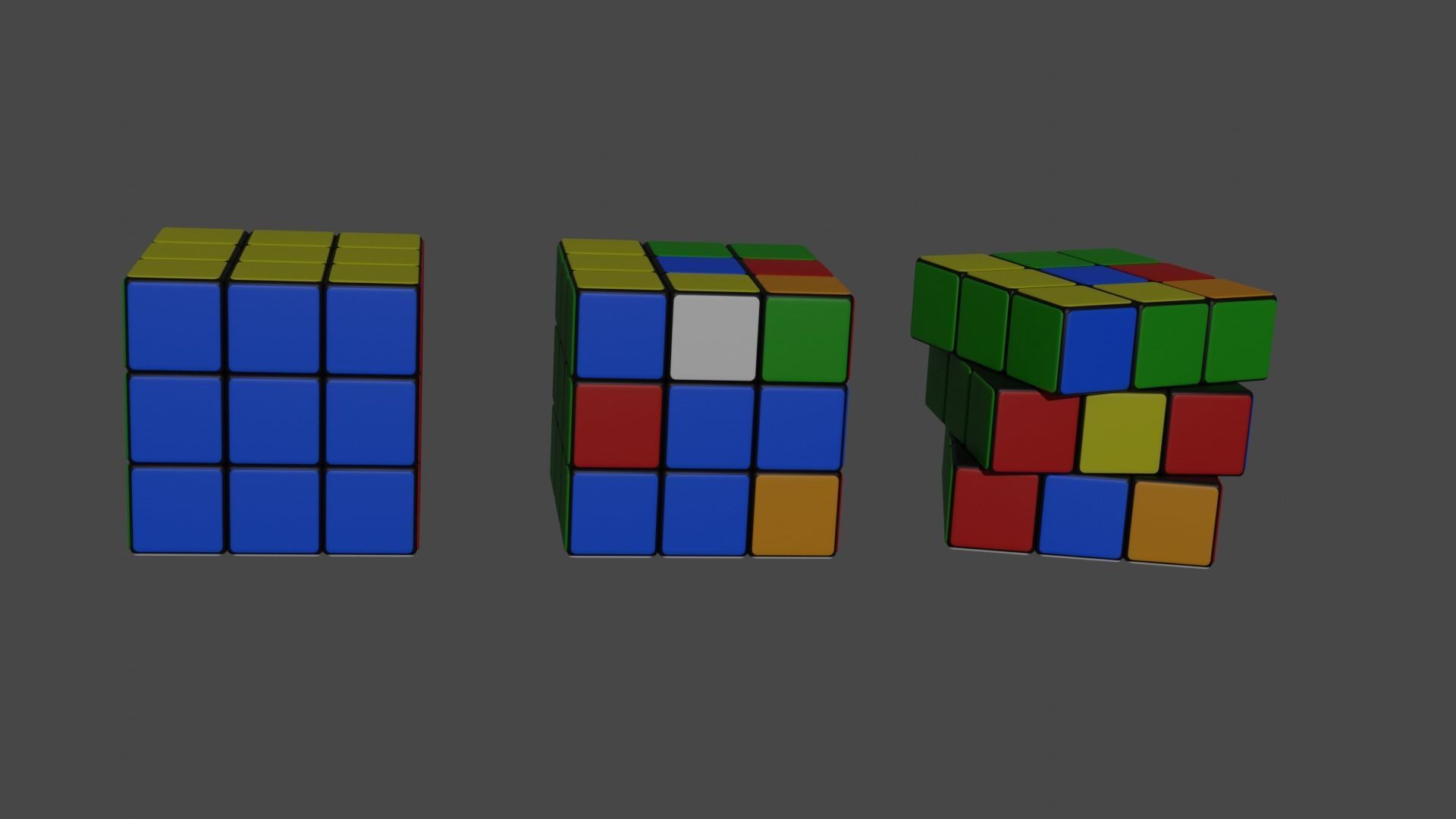 Rubiks Cube Low-poly 3D model_1