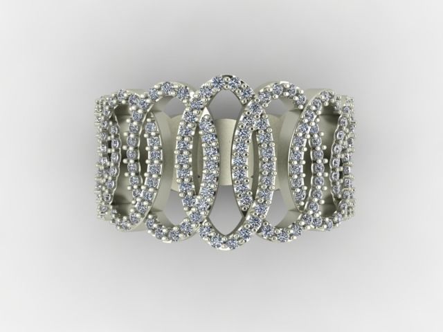Diamond Ring with Chained Circles - PRINTABLE 3D print model_2