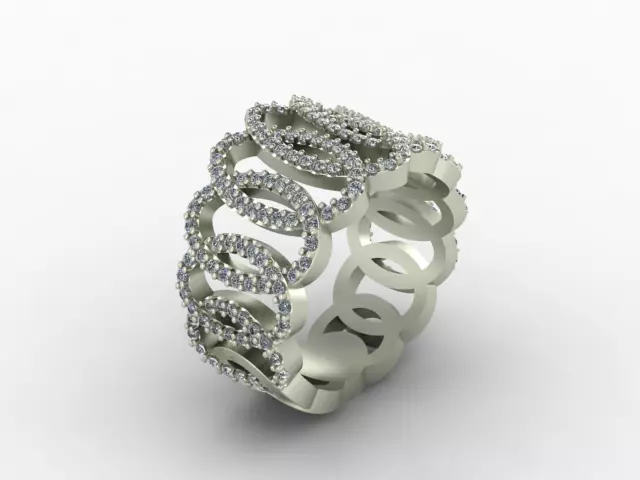 Diamond Ring with Chained Circles - PRINTABLE 3D print model_0