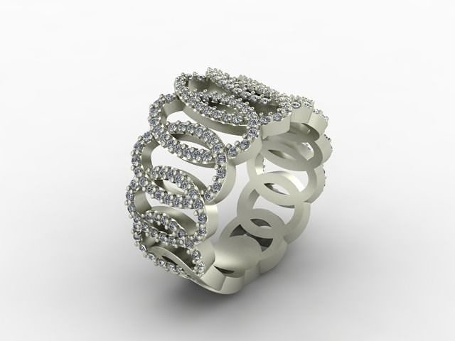Diamond Ring with Chained Circles - PRINTABLE 3D print model