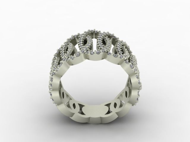Diamond Ring with Chained Circles - PRINTABLE 3D print model_1
