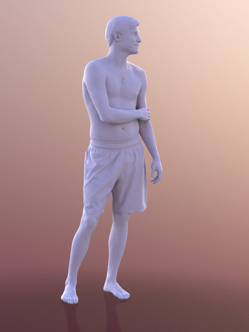 Andy 10099 - Standing Beach Guy Low-poly 3D model_4