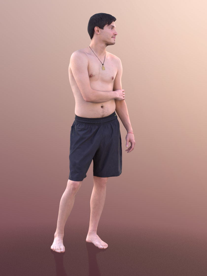 Andy 10099 - Standing Beach Guy Low-poly 3D model_2
