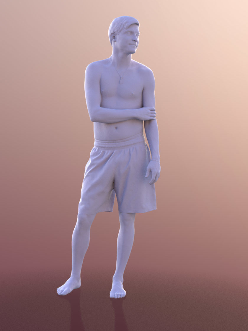 Andy 10099 - Standing Beach Guy Low-poly 3D model_3