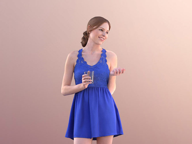 Valeska 10092 - Standing Elegant Woman Low-poly 3D model
