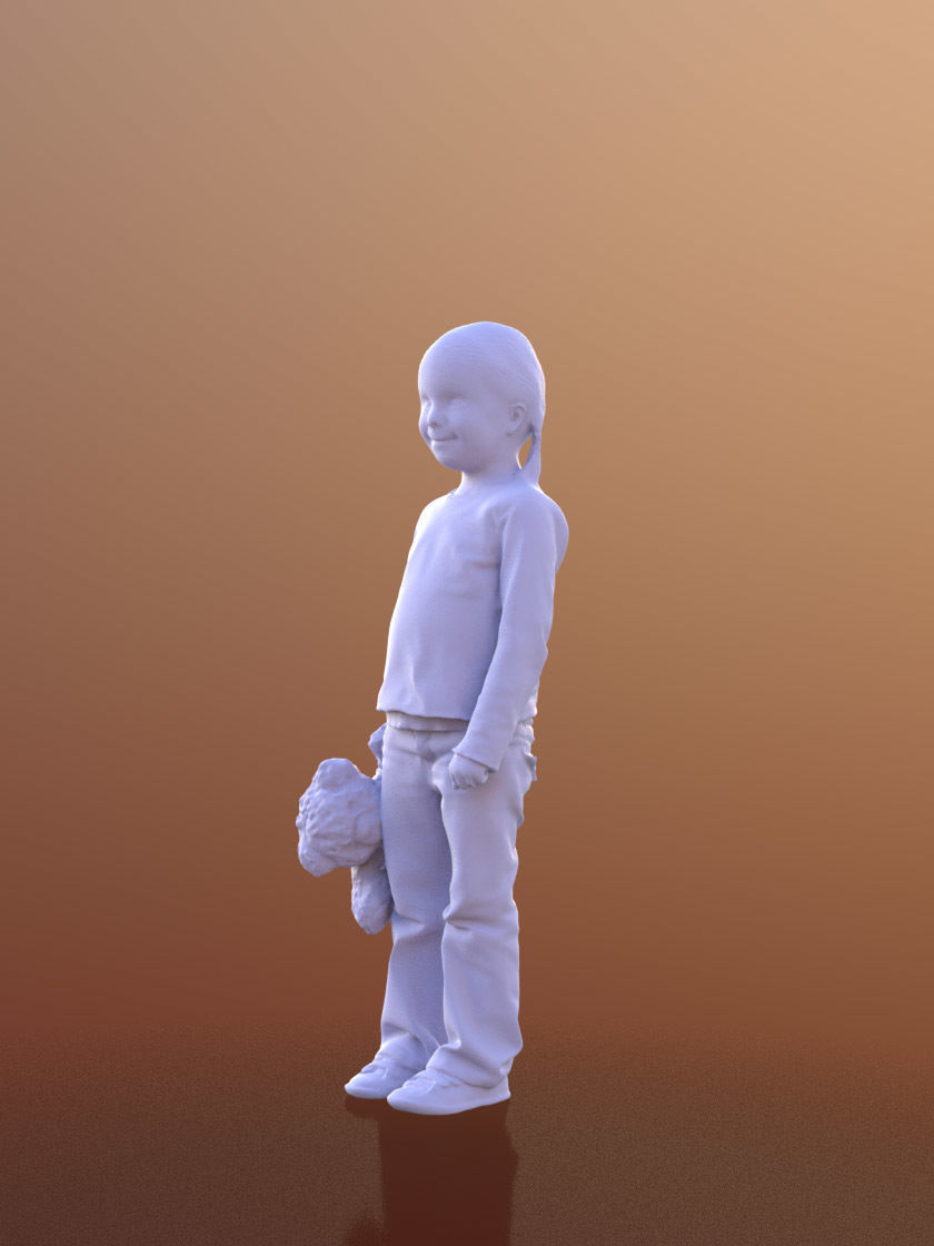 Lilly 10089 - Standing Child with Teddy Low-poly 3D model_4