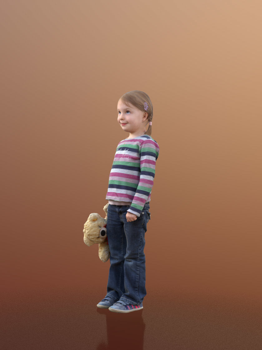Lilly 10089 - Standing Child with Teddy Low-poly 3D model_2
