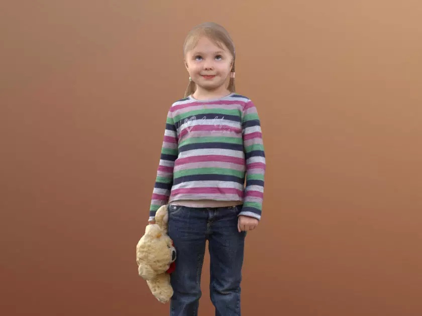 Lilly 10089 - Standing Child with Teddy Low-poly 3D model_0