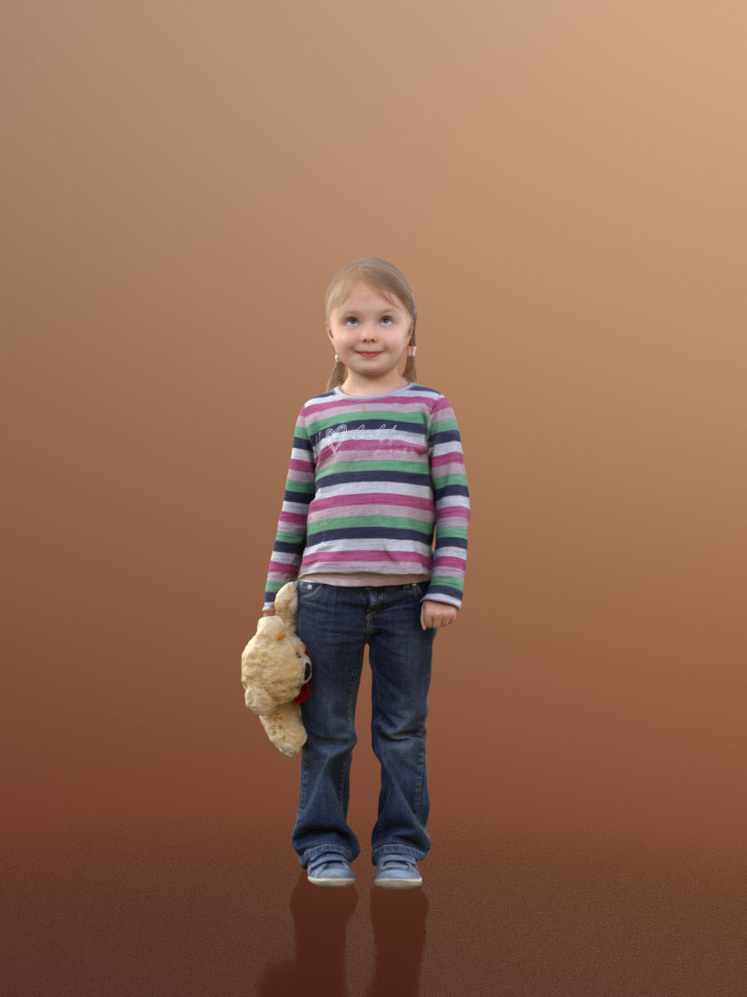 Lilly 10089 - Standing Child with Teddy Low-poly 3D model_1