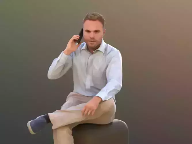 Simon 10084 - Calling Business Man Low-poly 3D model