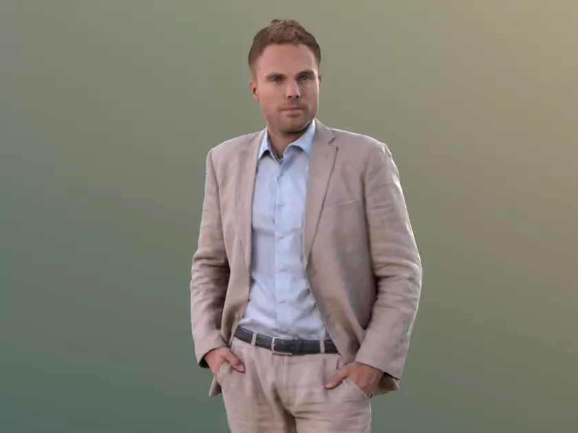 Simon 10083 - Standing Business Man Low-poly 3D model_0