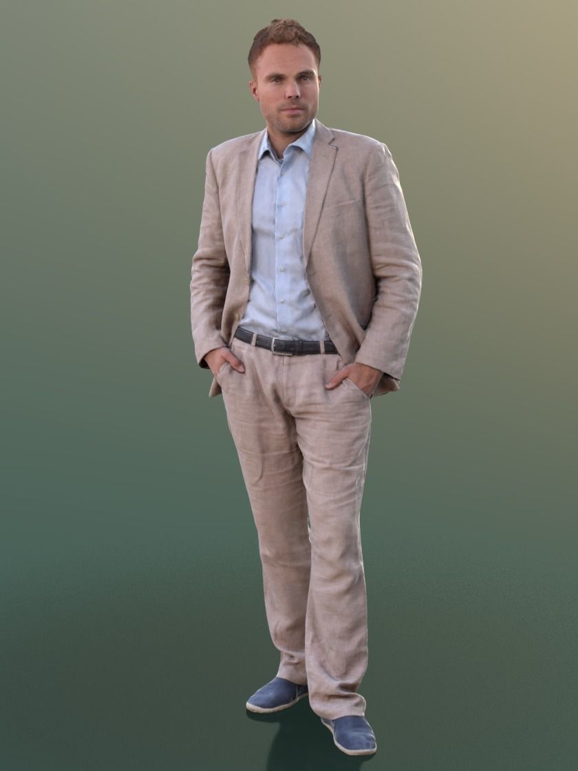 Simon 10083 - Standing Business Man Low-poly 3D model_1