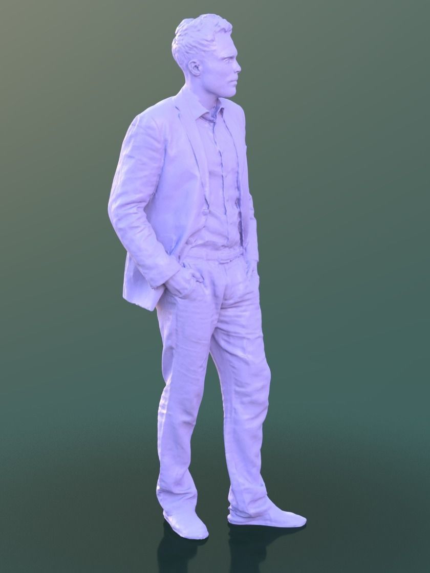 Simon 10083 - Standing Business Man Low-poly 3D model_4