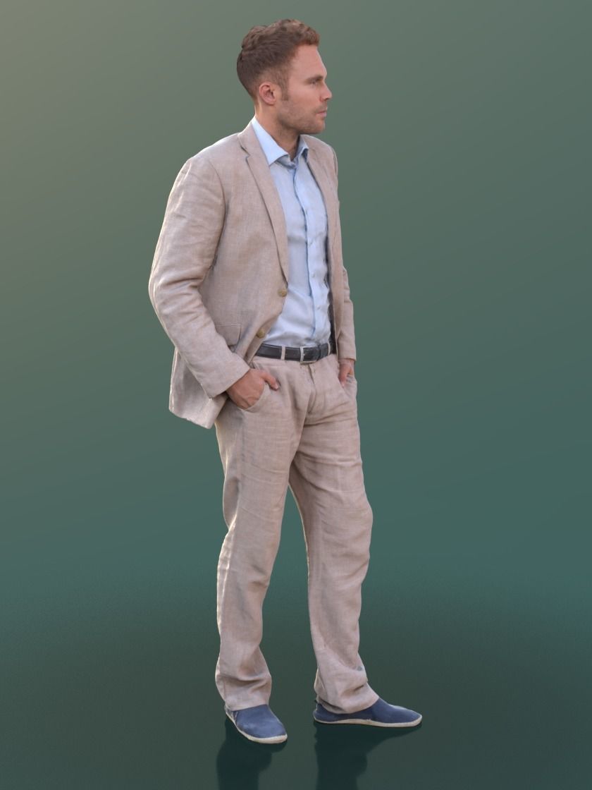 Simon 10083 - Standing Business Man Low-poly 3D model_2
