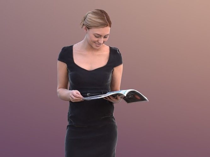 Ramona 10076 - Reading elegant Girl Low-poly 3D model