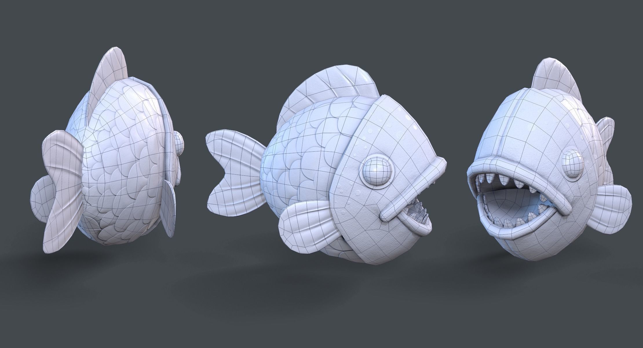 Piranha fish toy Low-poly 3D model_3