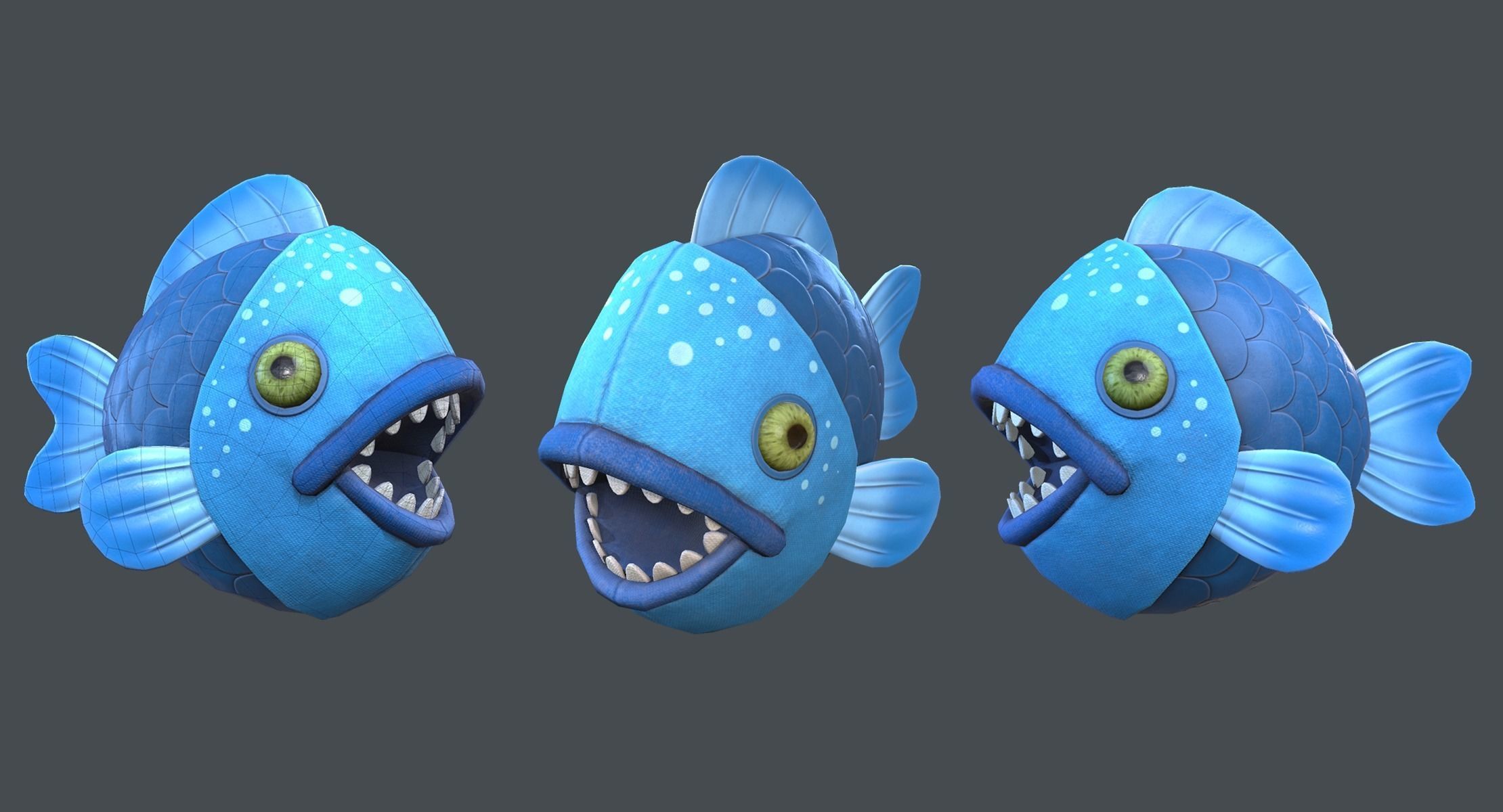 Piranha fish toy Low-poly 3D model_2