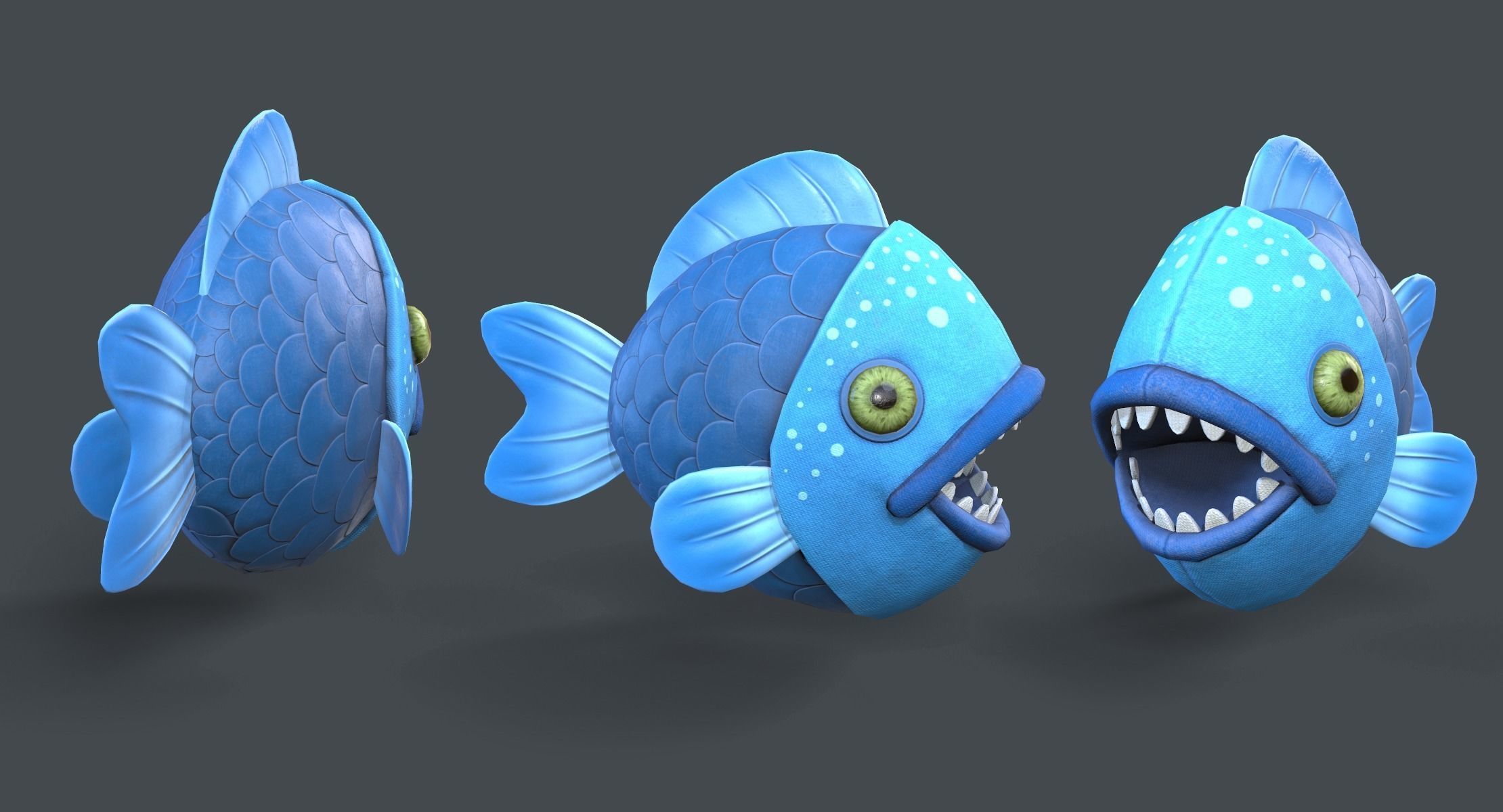 Piranha fish toy Low-poly 3D model_1