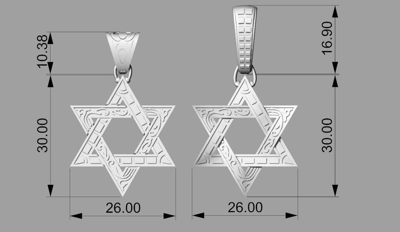 Pendant Star of David 3D print model_8