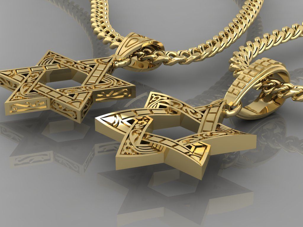 Pendant Star of David 3D print model_4