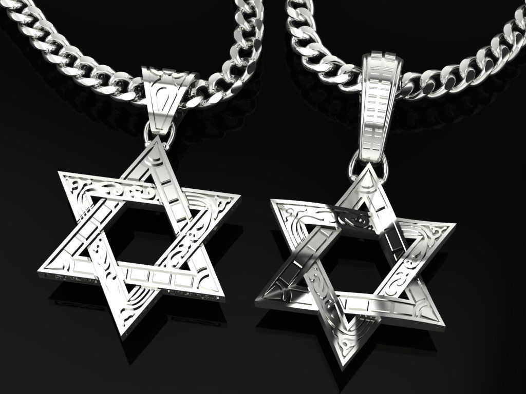 Pendant Star of David 3D print model_3