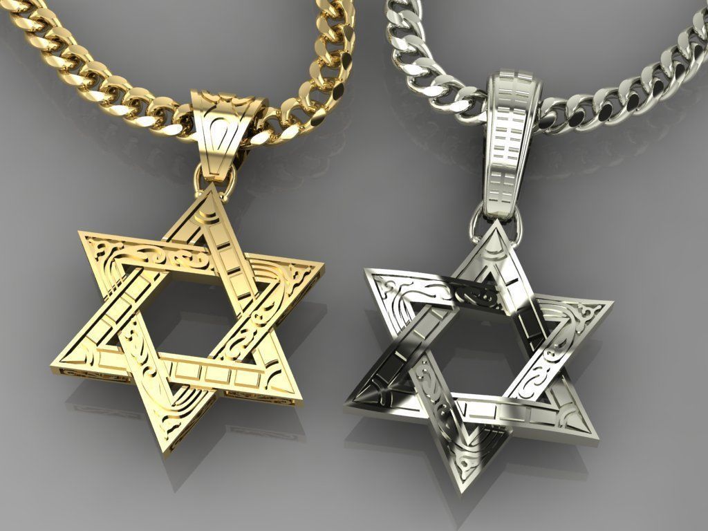 Pendant Star of David 3D print model_1