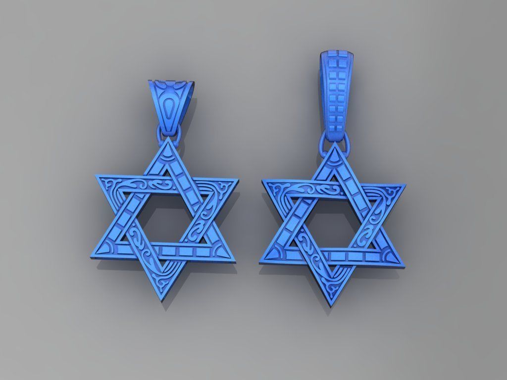 Pendant Star of David 3D print model_7