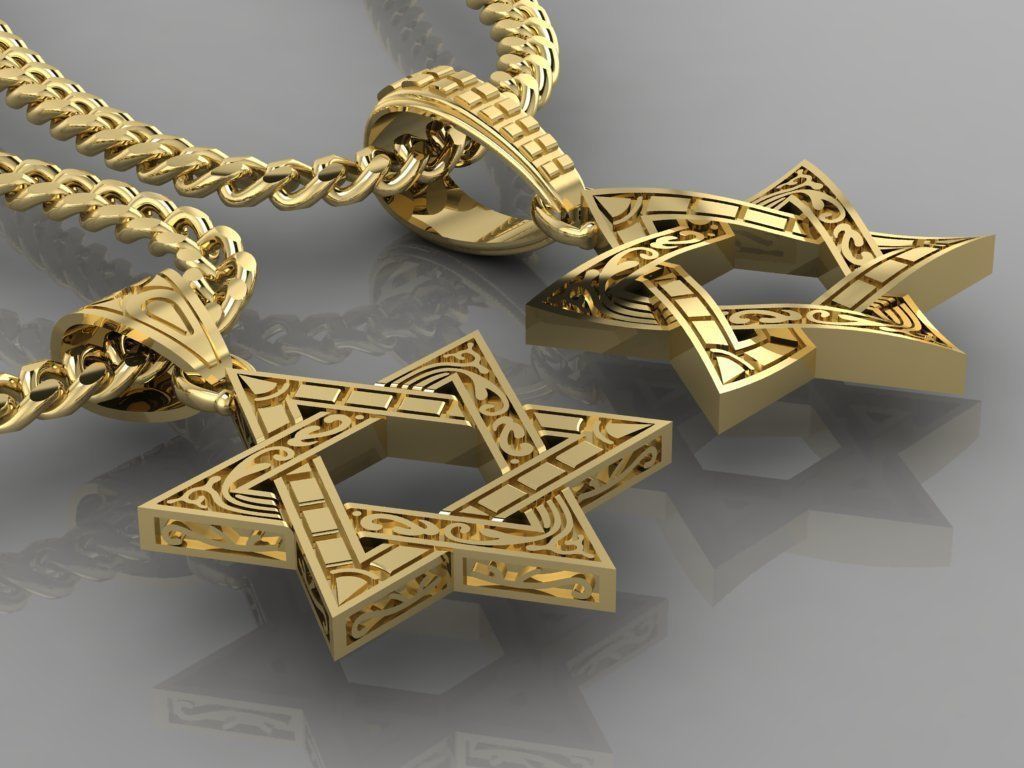 Pendant Star of David 3D print model_6