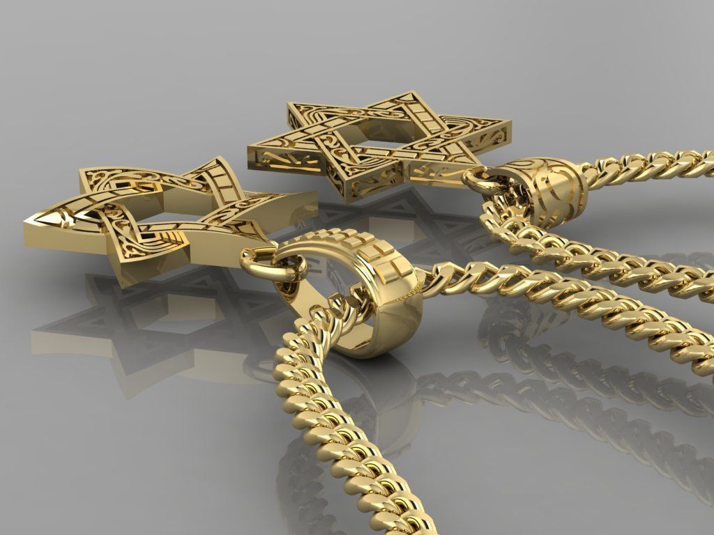 Pendant Star of David 3D print model_5