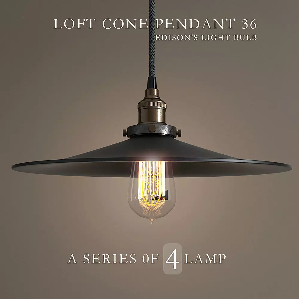 Chandelier Loft Cone Pendant 36 3D model_0