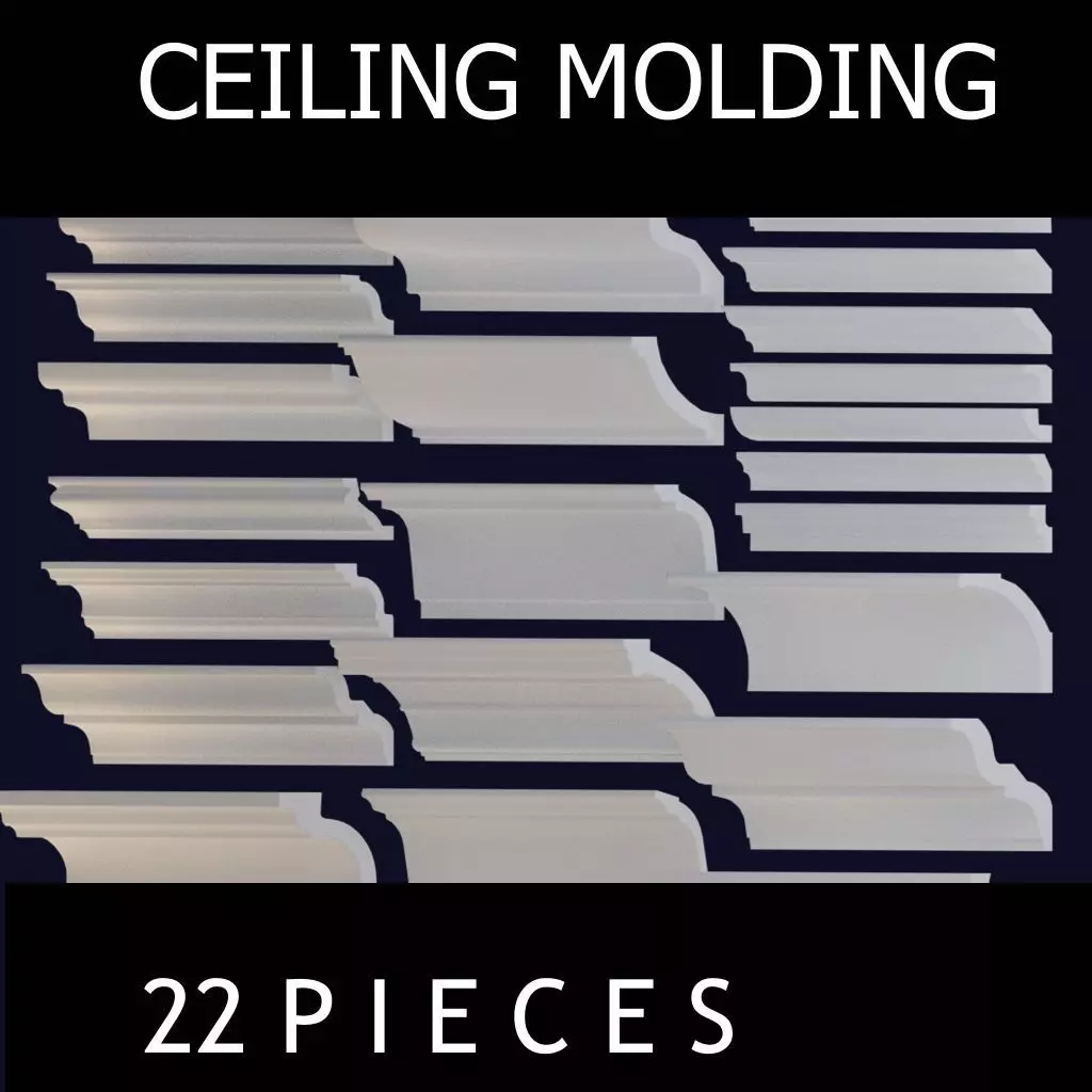 Ceiling molding 22pcs 3D model