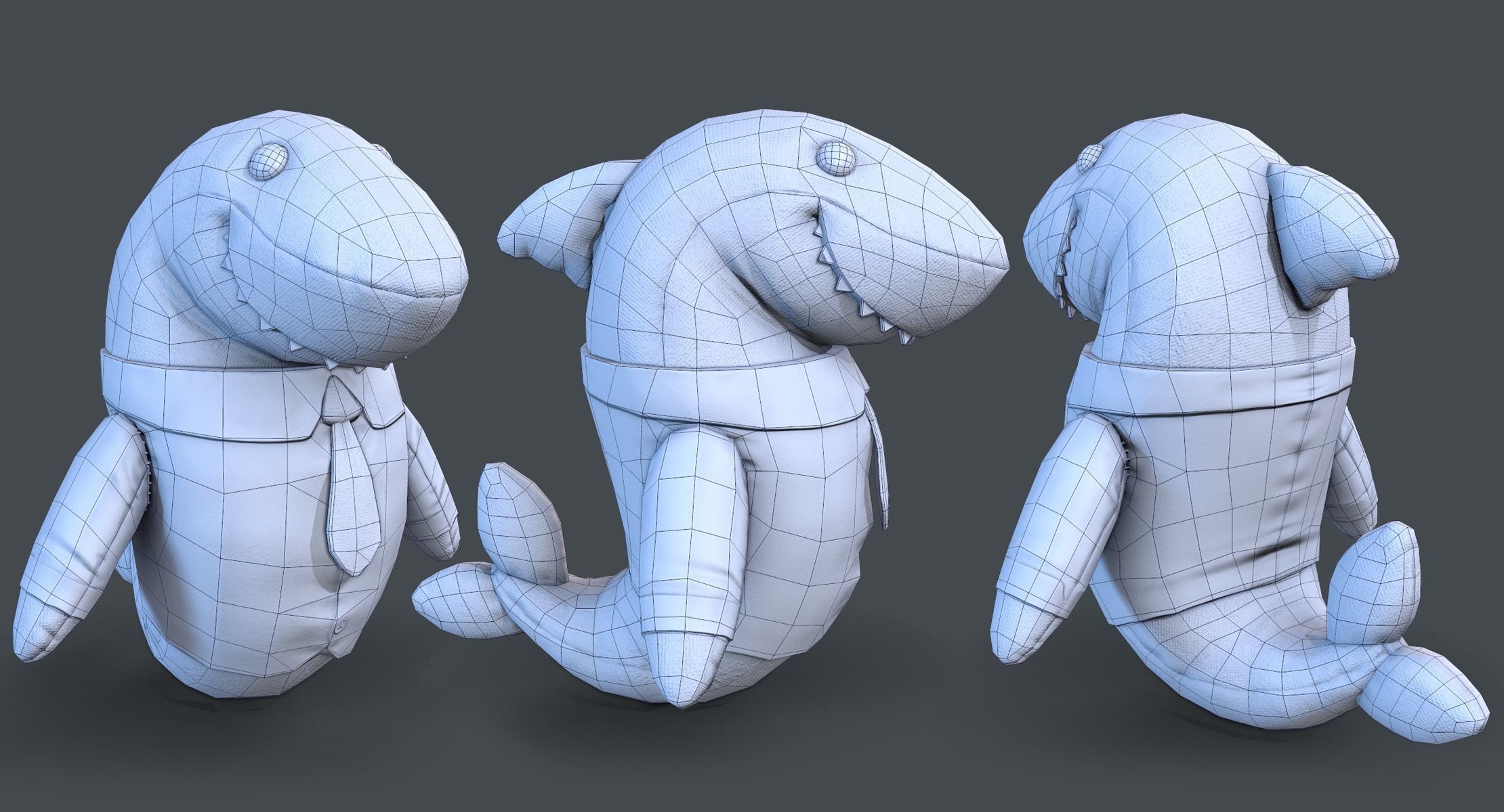 Shark toy Low-poly 3D model_3