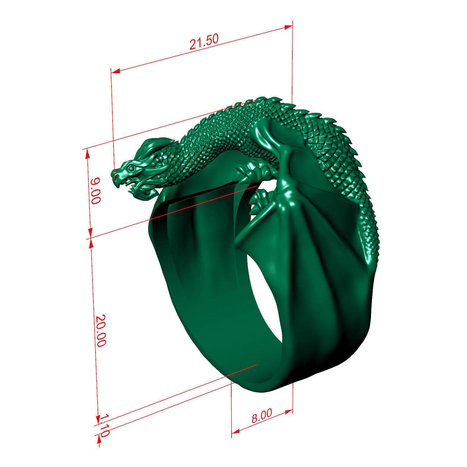 Dragon ring 3D print model_8